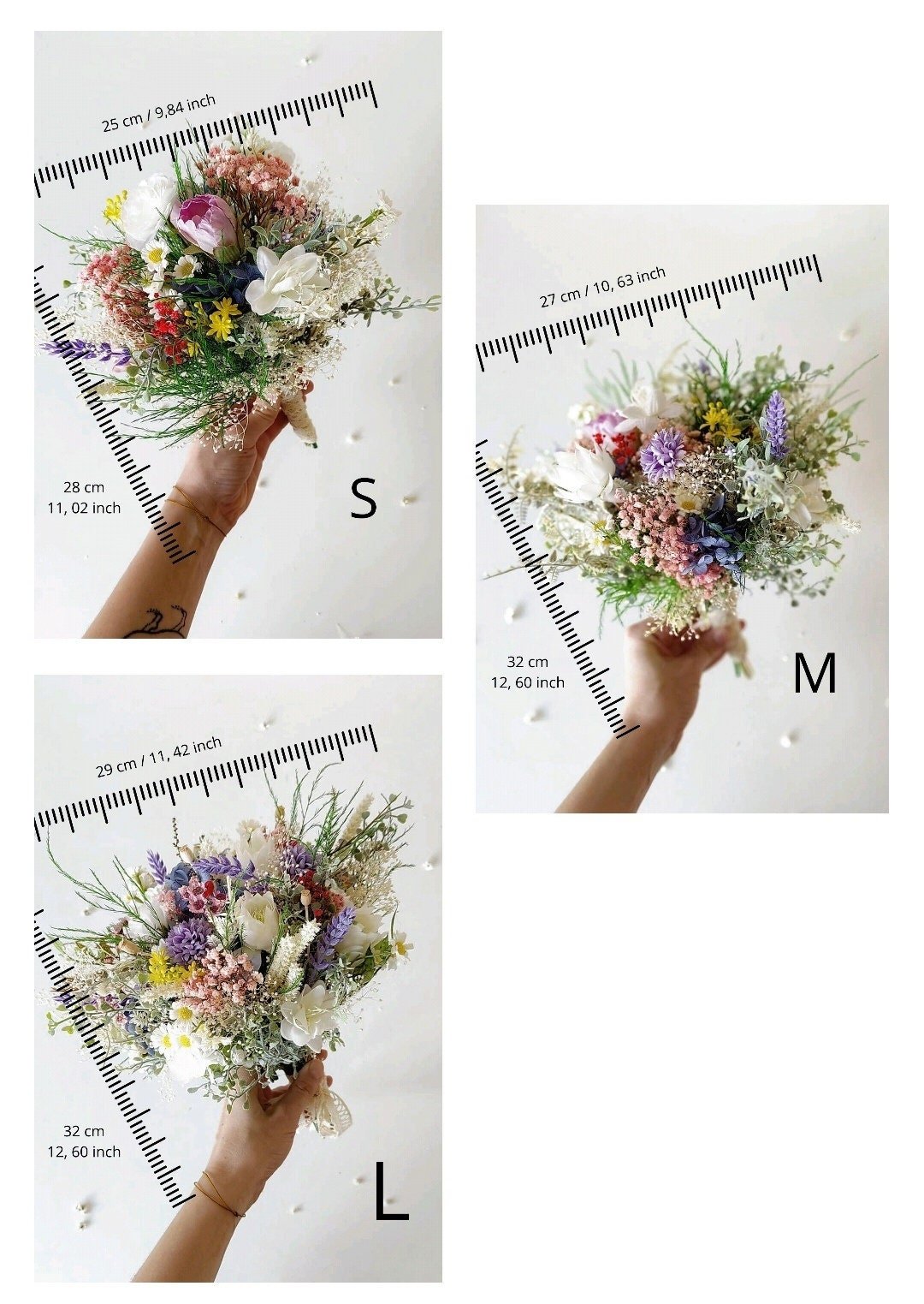 Small Wildflower Bridesmaid Bouquet: Artificial & Preserved Flowers – handmade floral hair accessory by magaela