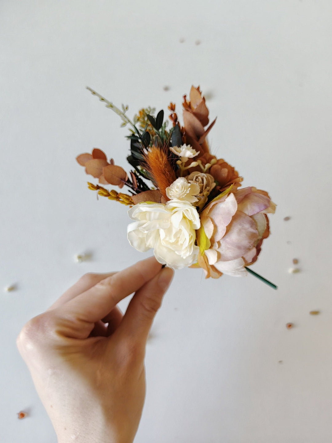 Terracotta Flower Cake Topper: Autumn Wedding Cake Decoration, Set of 3 – handmade floral hair accessory by magaela