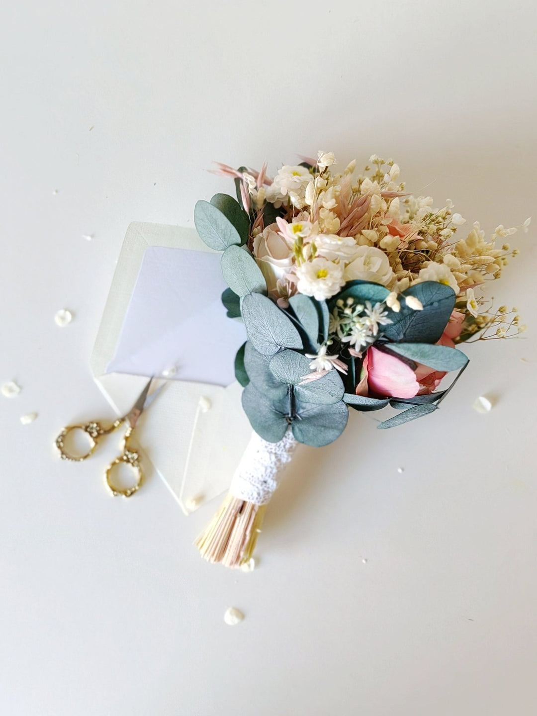 Blush Ivory Wedding Bouquet: Small Bridesmaid Bouquet, Artificial Flowers – handmade floral hair accessory by magaela