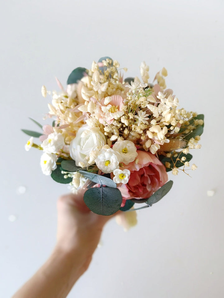 Blush Ivory Wedding Bouquet: Small Bridesmaid Bouquet, Artificial Flowers – handmade floral hair accessory by magaela