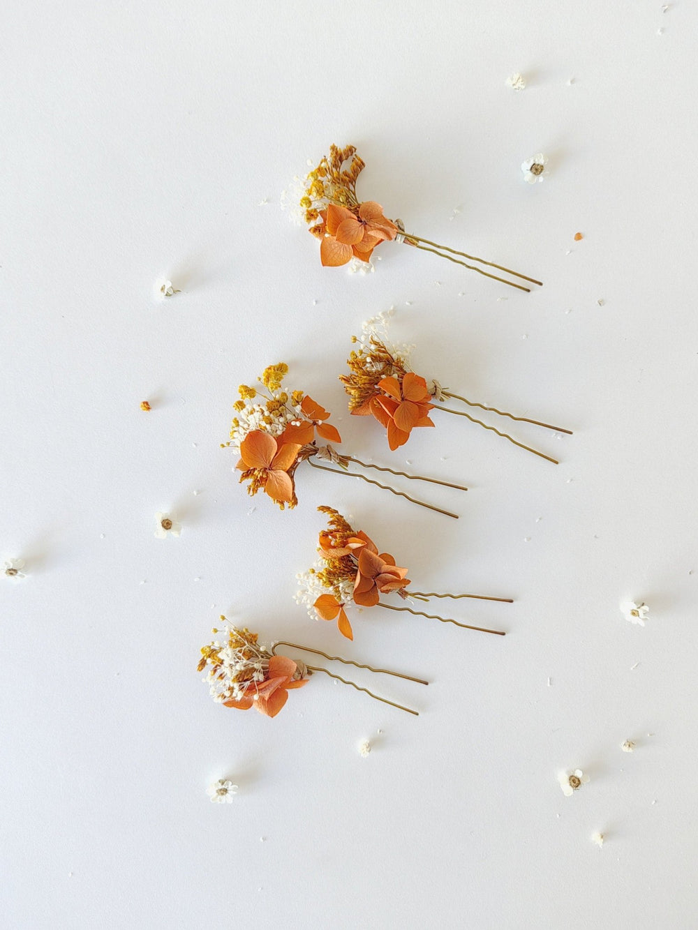 Terracotta Hydrangea Hairpins: Dried Flower Bridal Hair Accessories – handmade floral hair accessory by magaela