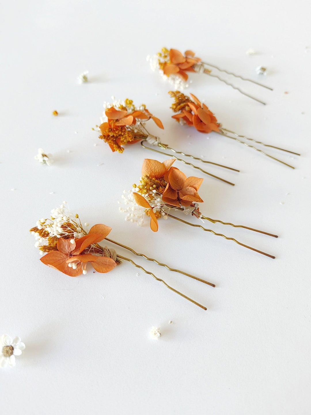 Terracotta Hydrangea Hairpins: Dried Flower Bridal Hair Accessories – handmade floral hair accessory by magaela