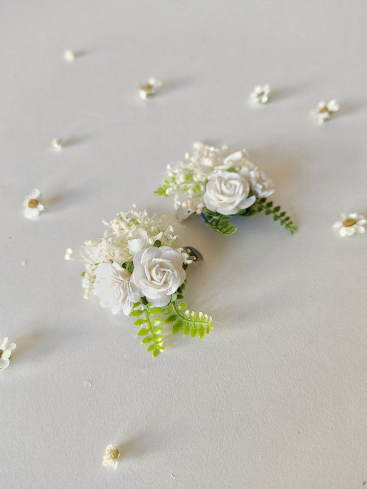 Ivory Flower Shoe Clips: Bridal Wedding Accessories – handmade floral hair accessory by magaela