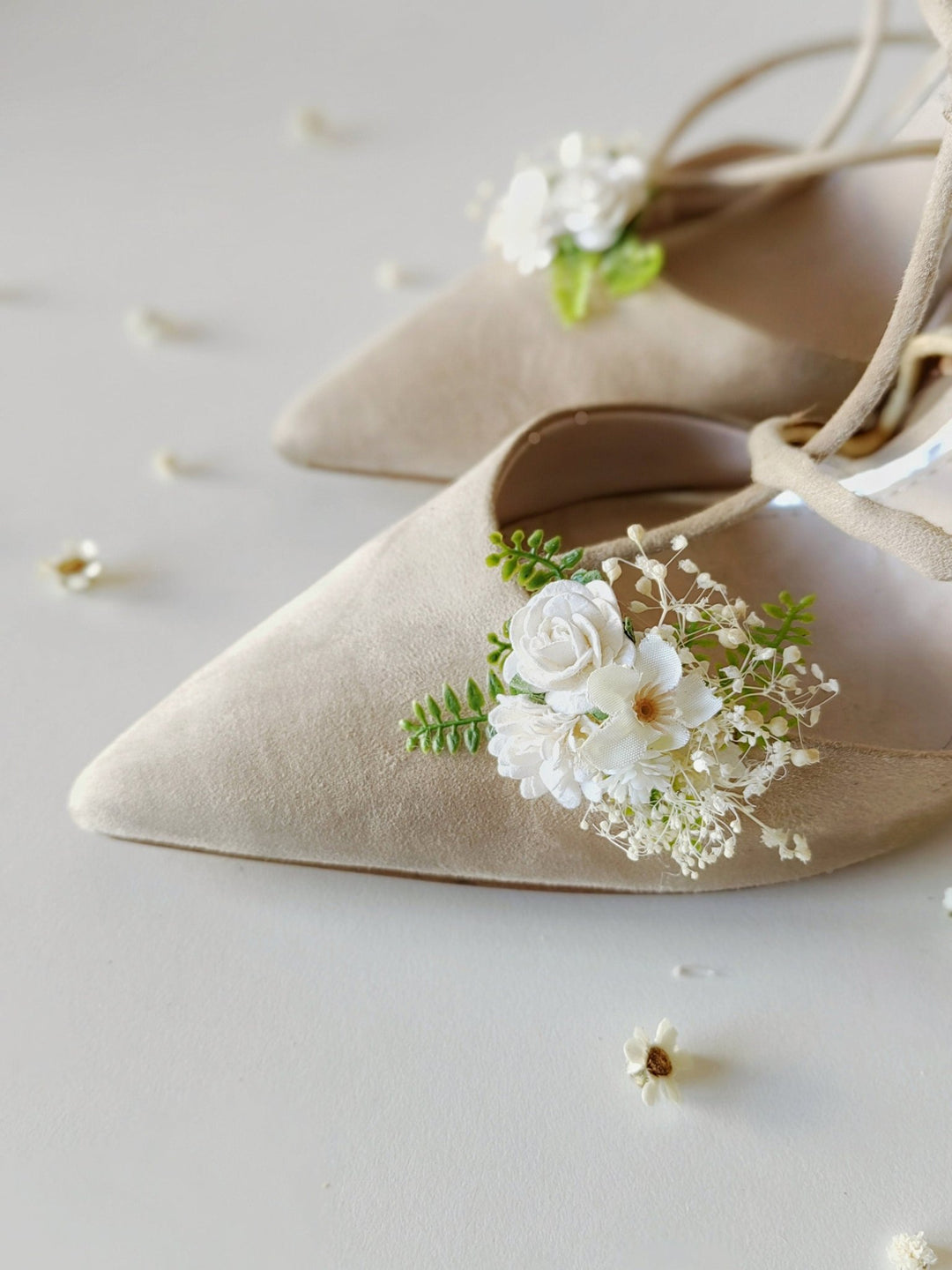 Ivory Flower Shoe Clips: Bridal Wedding Accessories – handmade floral hair accessory by magaela