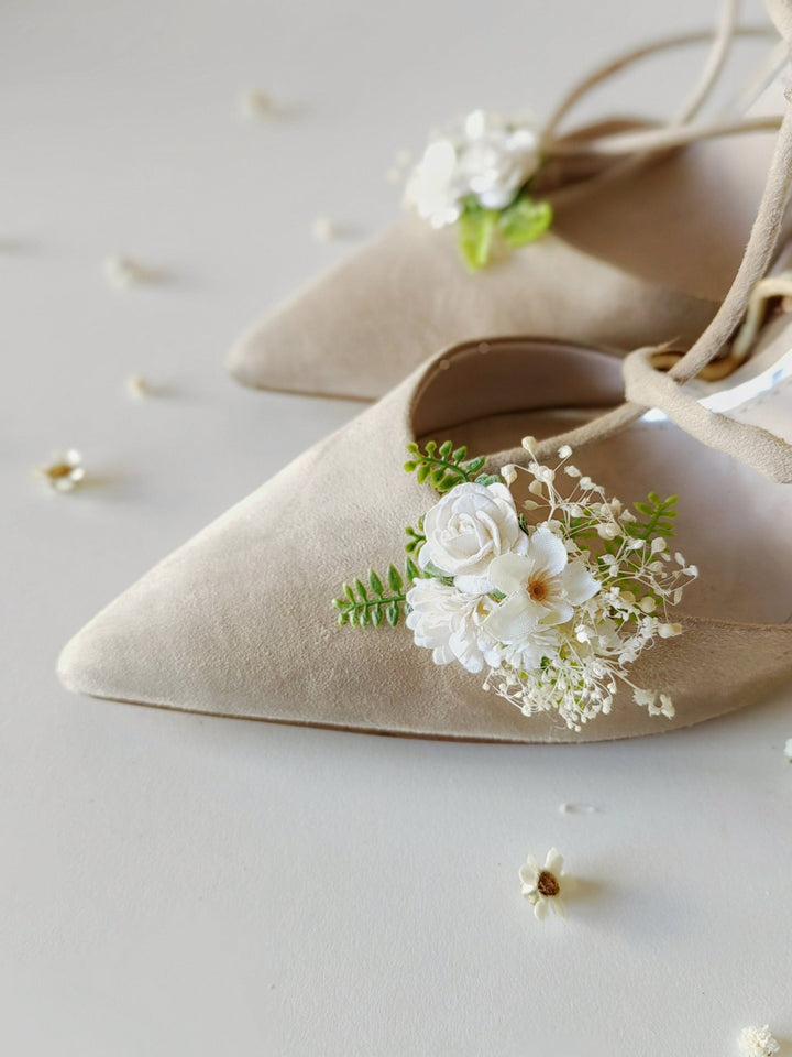 Ivory Flower Shoe Clips: Bridal Wedding Accessories – handmade floral hair accessory by magaela