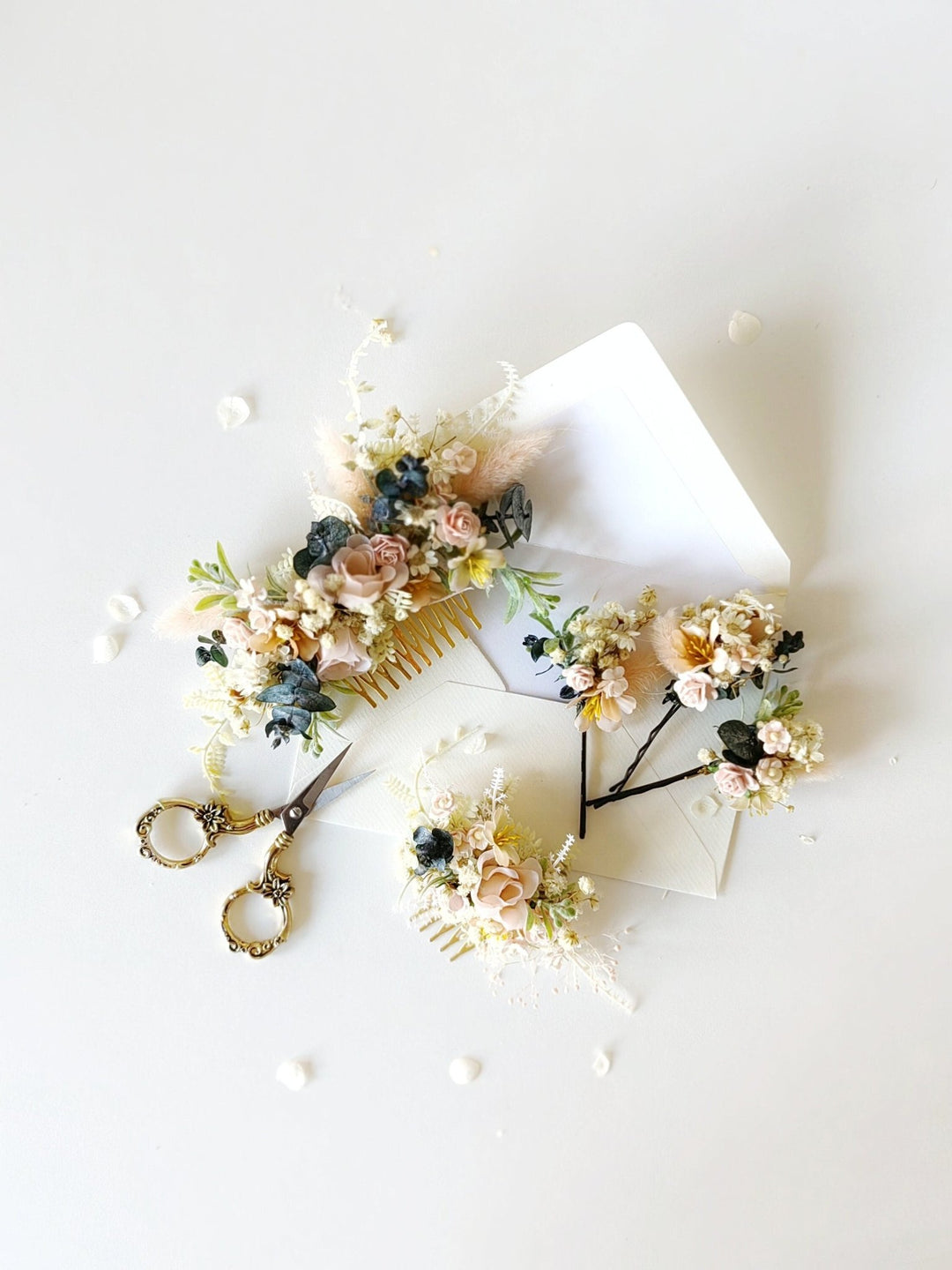 Pale Pink Flower Hair Comb: Bridal Hair Accessories – handmade floral hair accessory by magaela