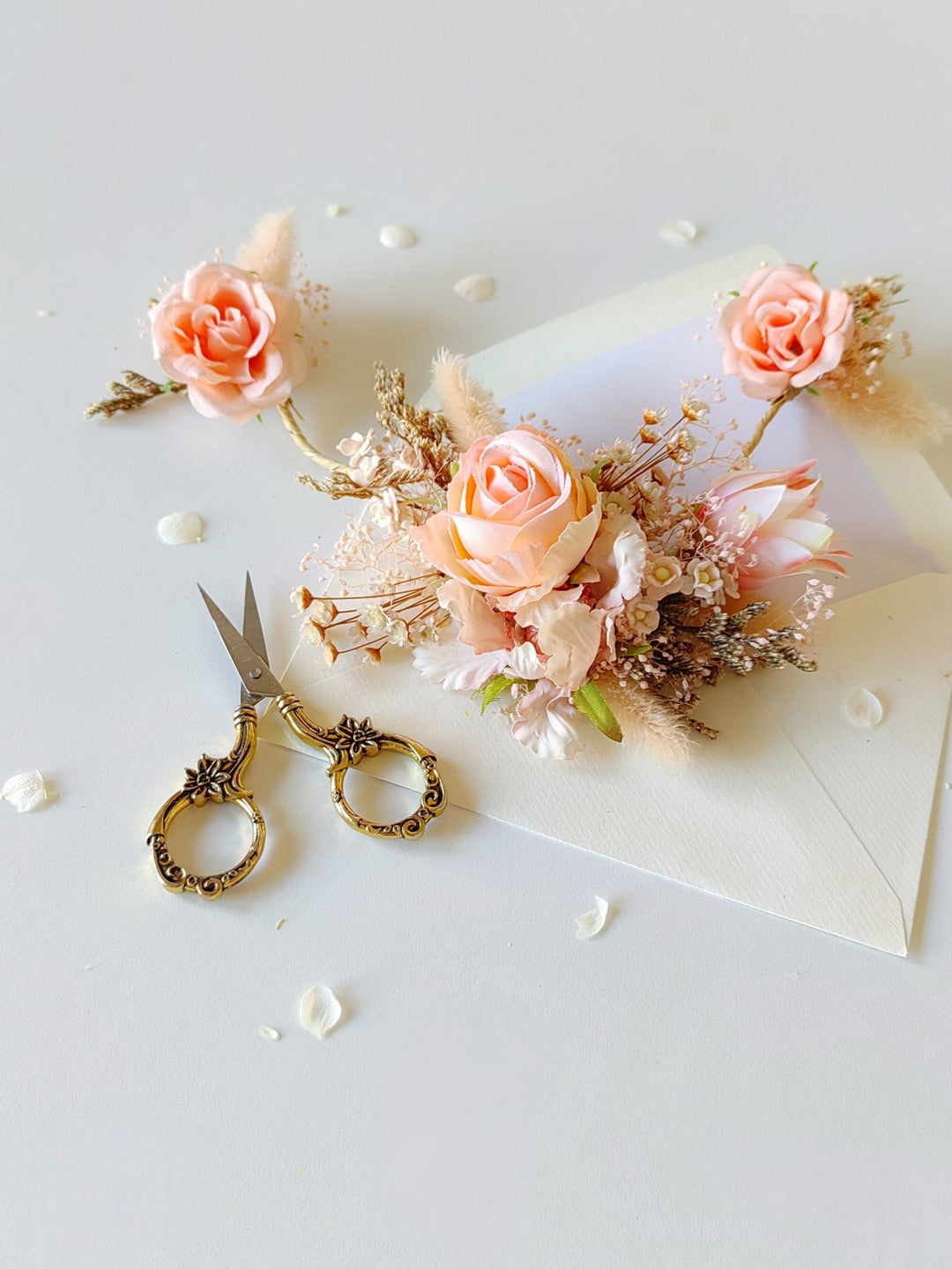 Blush Orange Flower Bridal Hair Vine: Wedding Hair Accessories – handmade floral hair accessory by magaela