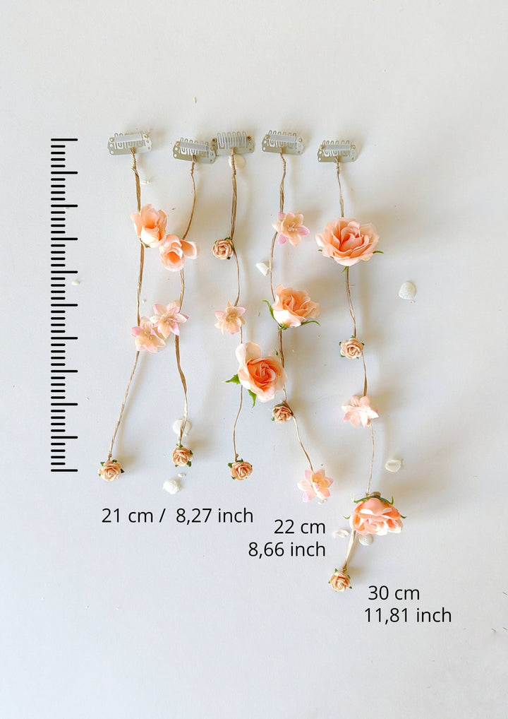 Blush Orange Flower Bridal Hair Vine: Wedding Hair Accessories – handmade floral hair accessory by magaela