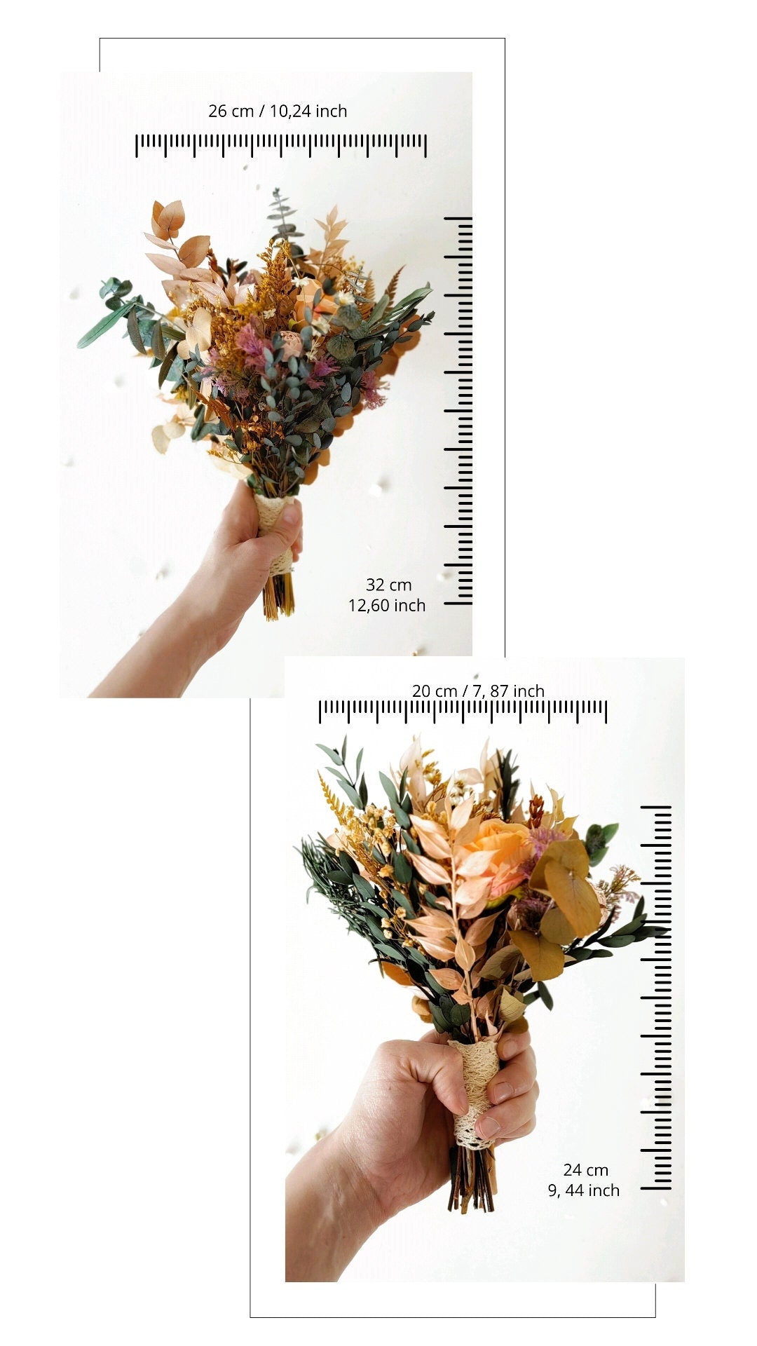 Rustic Autumn Bridal Bouquet: Mocha Orange Eucalyptus Wedding – handmade floral hair accessory by magaela