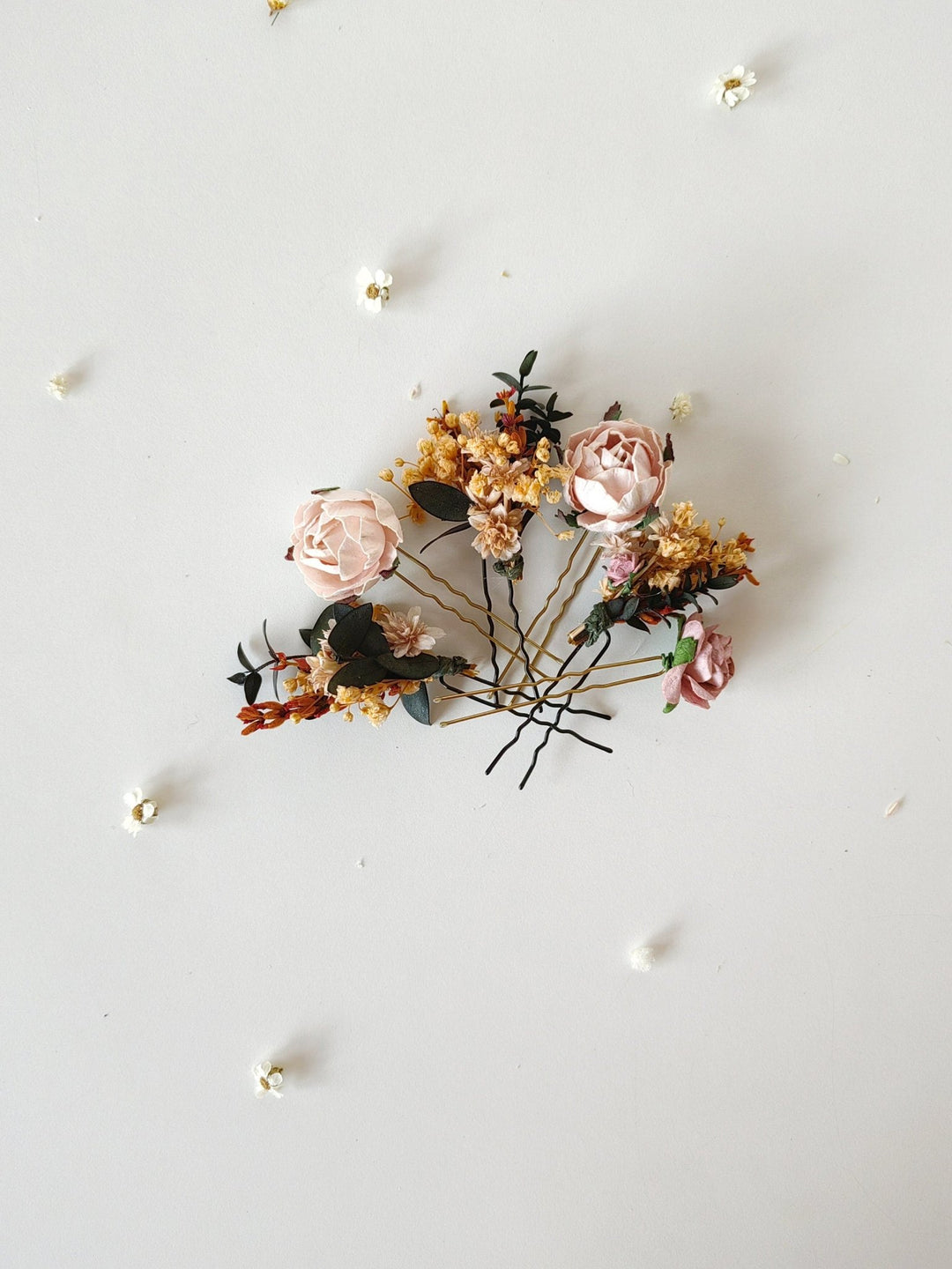 Blush Wedding Hair Pins: Romantic Flower Bridal Hairpiece – handmade floral hair accessory by magaela