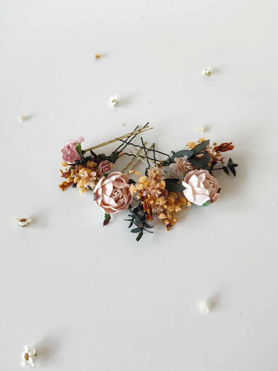 Blush Wedding Hair Pins: Romantic Flower Bridal Hairpiece – handmade floral hair accessory by magaela