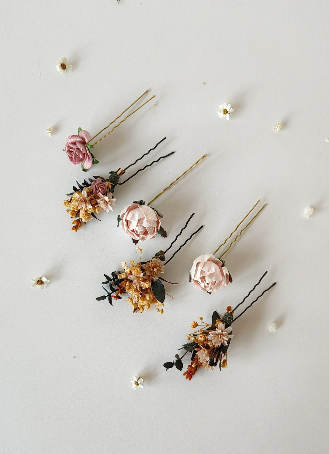 Blush Wedding Hair Pins: Romantic Flower Bridal Hairpiece – handmade floral hair accessory by magaela
