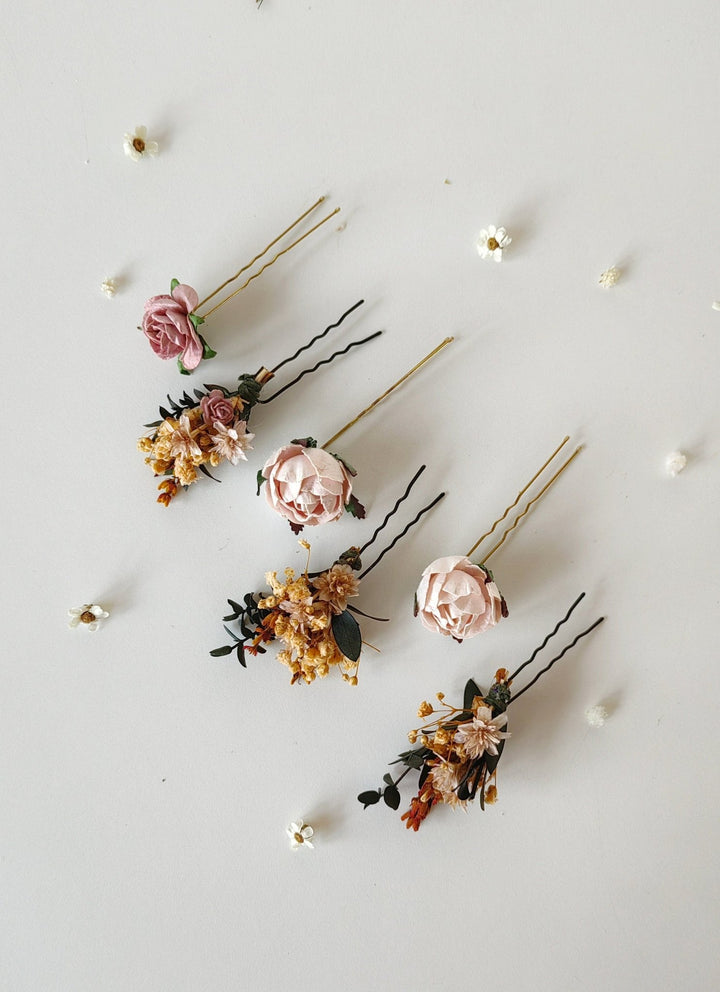 Blush Wedding Hair Pins: Romantic Flower Bridal Hairpiece – handmade floral hair accessory by magaela