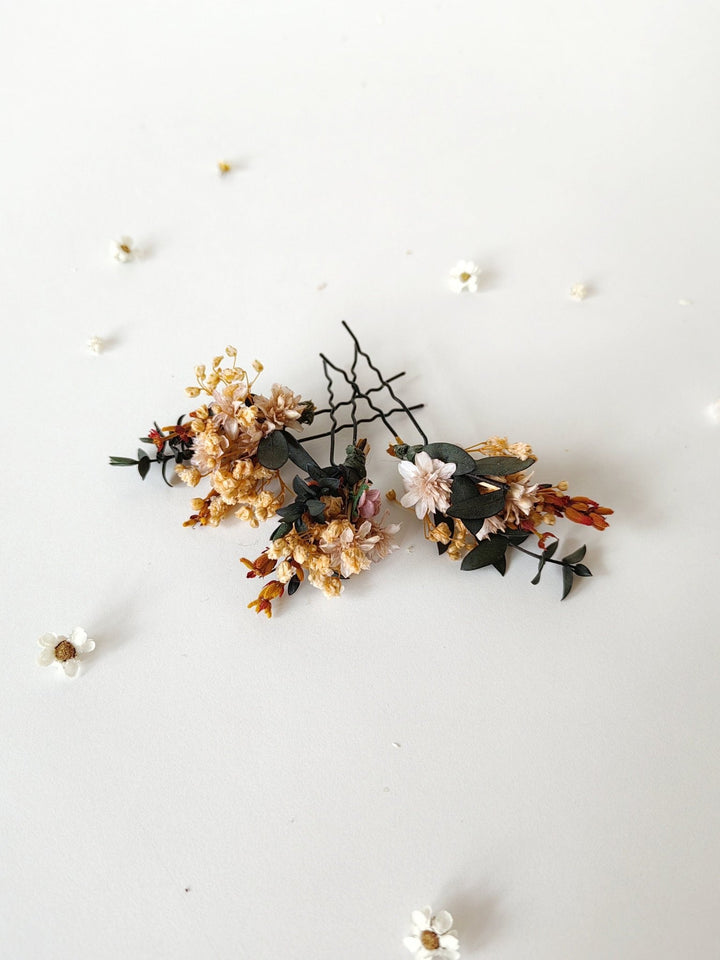 Blush Wedding Hair Pins: Romantic Flower Bridal Hairpiece – handmade floral hair accessory by magaela