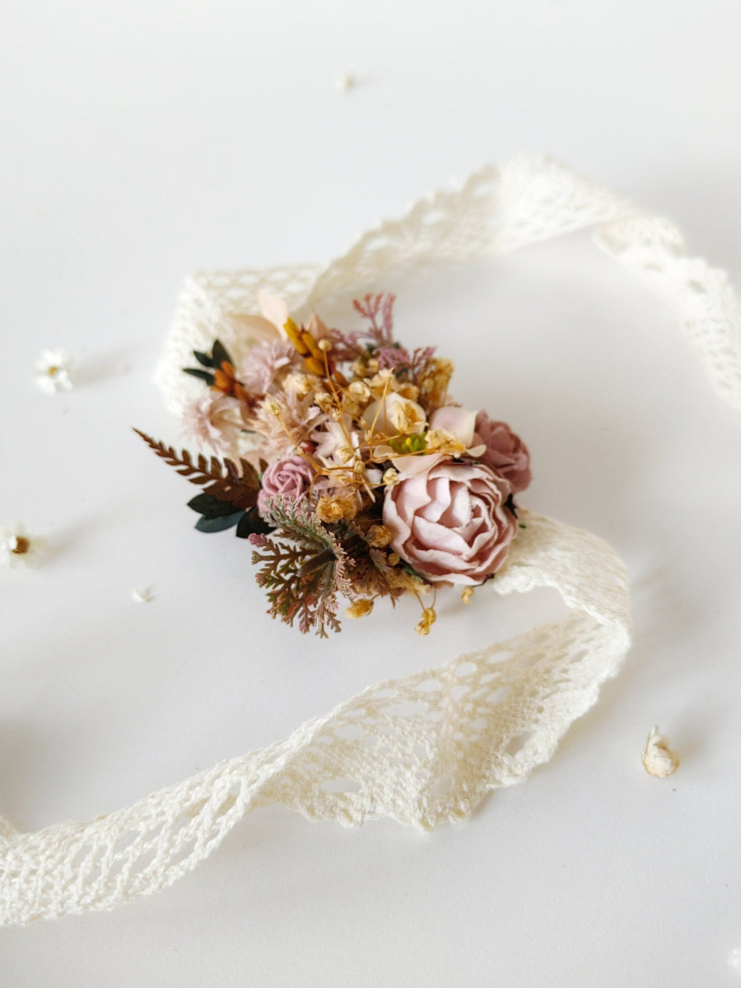 Blush Flower Bracelet or Belt: Wedding Corsage, Bridesmaid Jewelry – handmade floral hair accessory by magaela