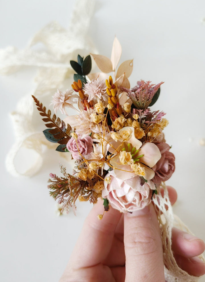 Blush Flower Bracelet or Belt: Wedding Corsage, Bridesmaid Jewelry – handmade floral hair accessory by magaela