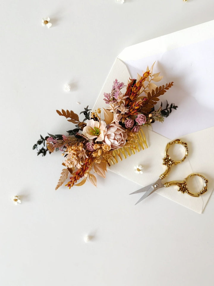 Vintage Blush Flower Hair Comb: Romantic Bridal Hair Accessory – handmade floral hair accessory by magaela