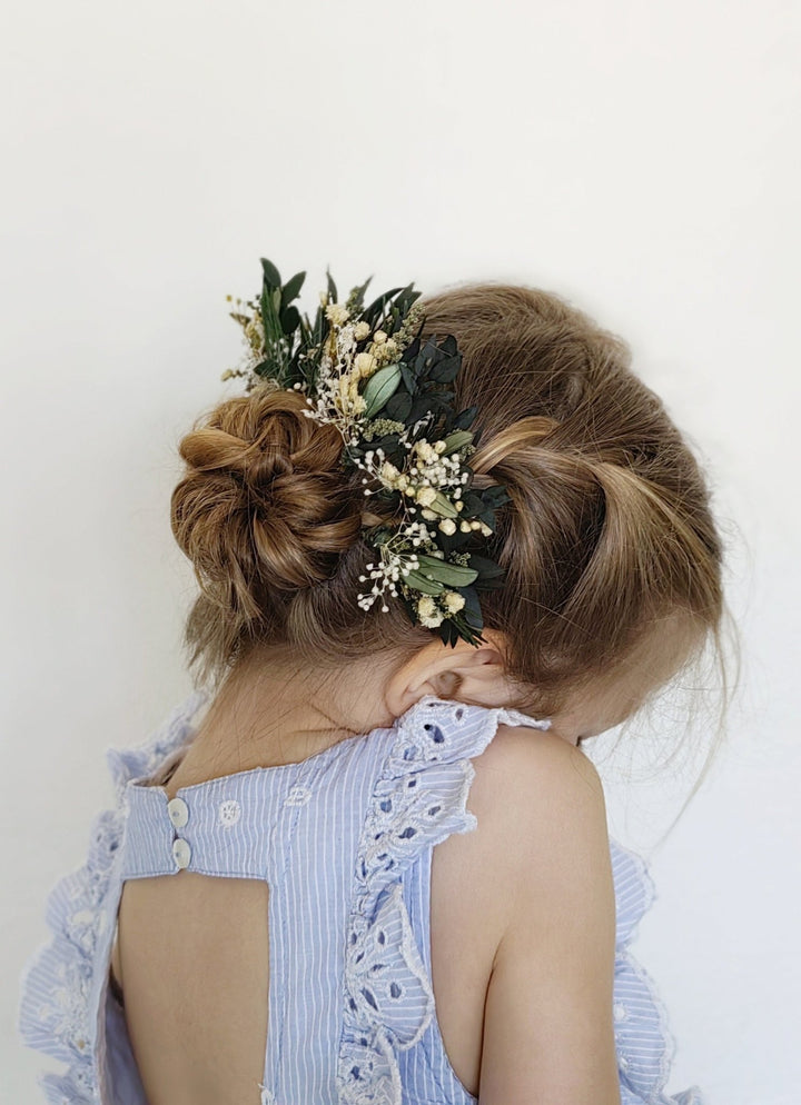 Greenery Bridal Hair Pins: Eucalyptus, Baby's Breath, Rosemary – handmade floral hair accessory by magaela