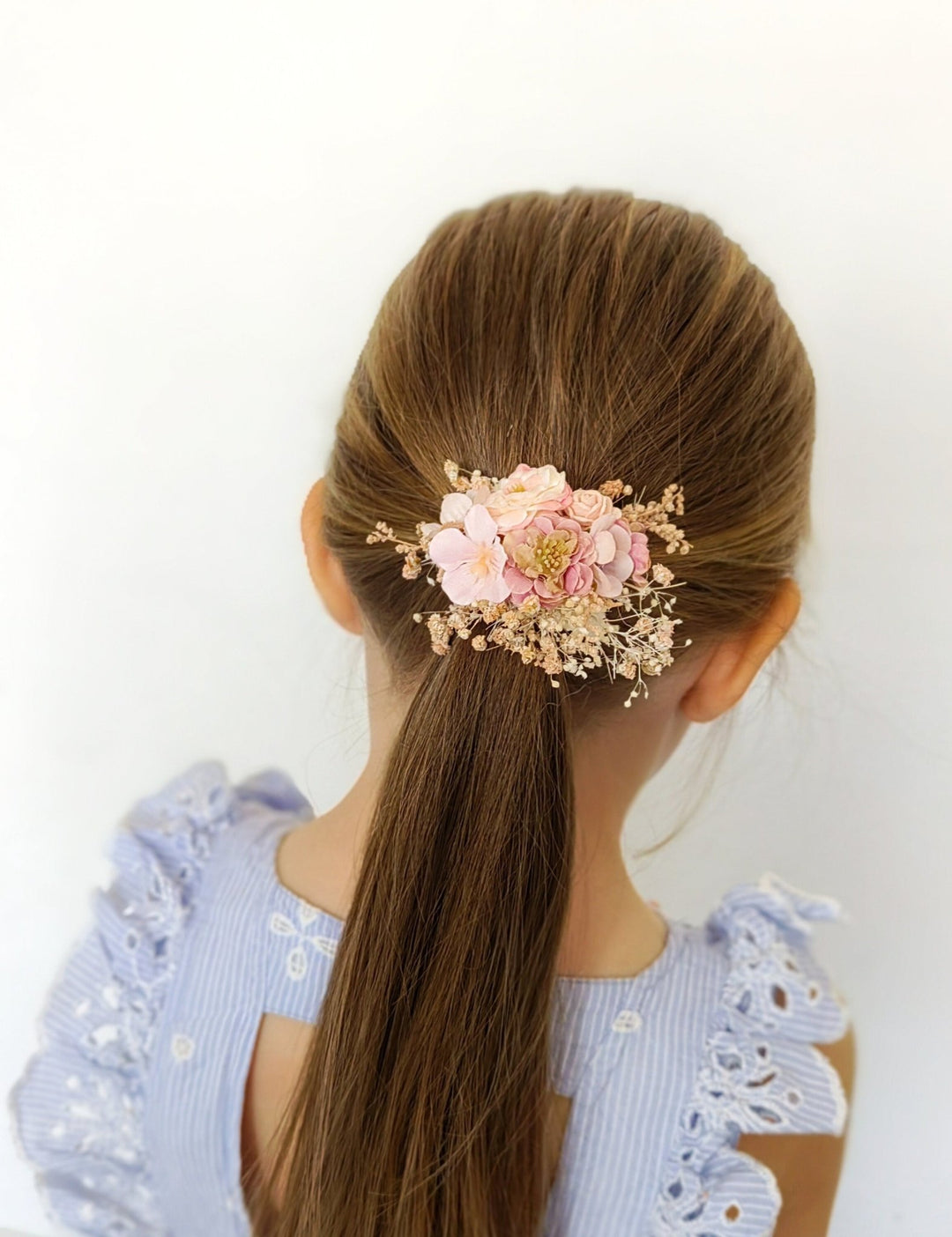Pale Pink Flower Hair Tie: Romantic Wedding Hair Accessory – handmade floral hair accessory by magaela
