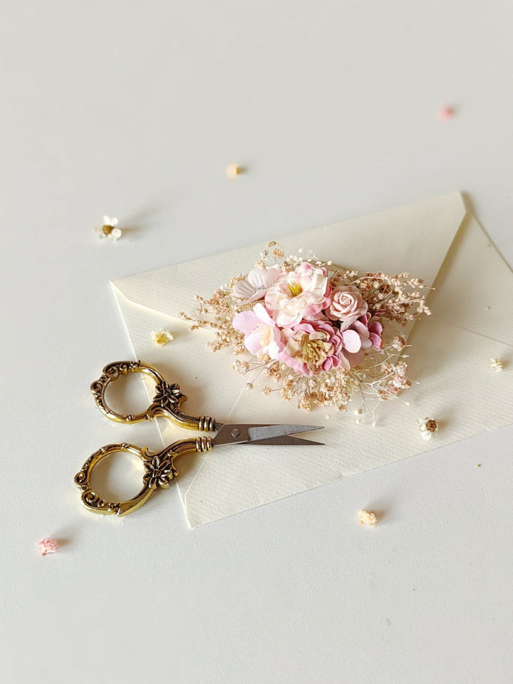 Pale Pink Flower Hair Tie: Romantic Wedding Hair Accessory – handmade floral hair accessory by magaela