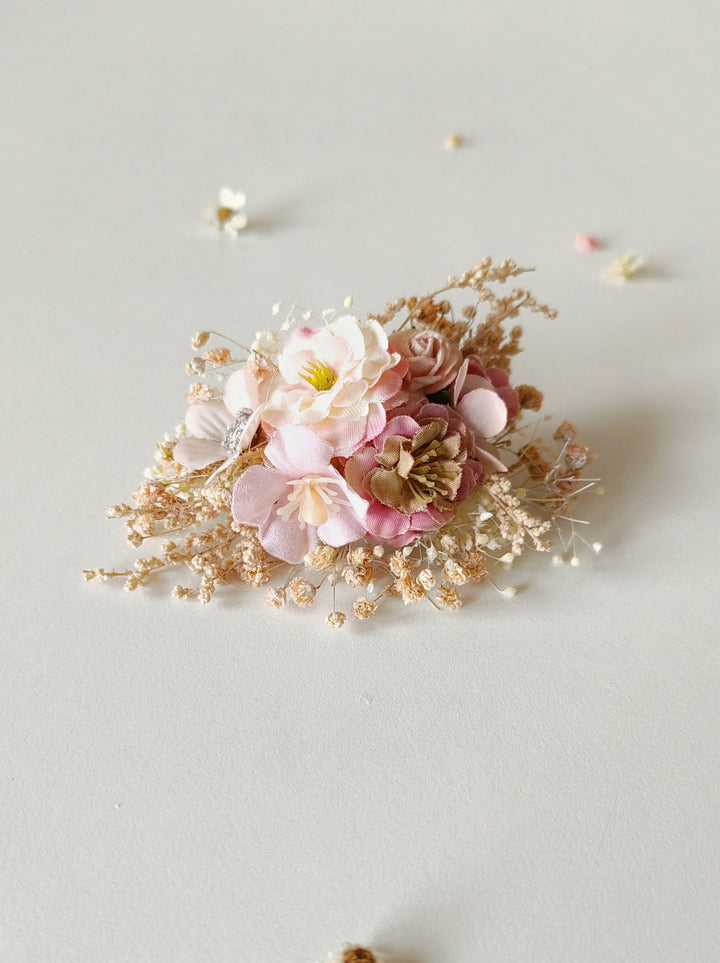 Pale Pink Flower Hair Tie: Romantic Wedding Hair Accessory – handmade floral hair accessory by magaela