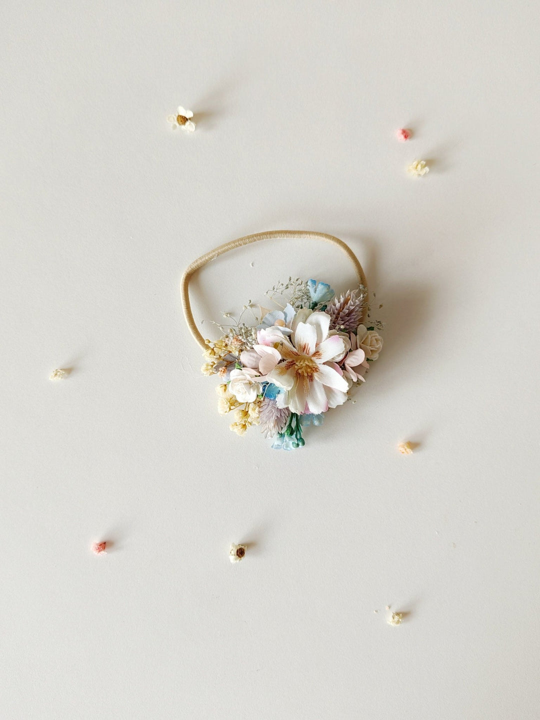 Pastel Flower Hair Tie: Spring Wedding Hair Bobble – handmade floral hair accessory by magaela