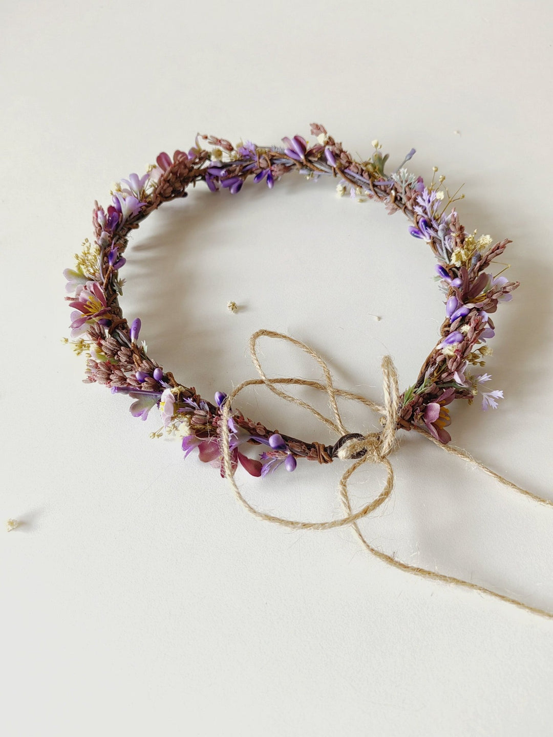 Purple Flower Hair Wreath: Romantic Bridal Headpiece – handmade floral hair accessory by magaela