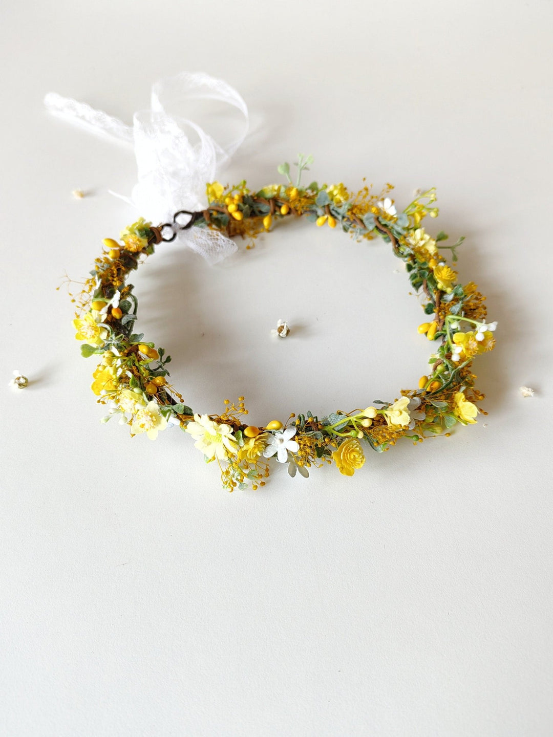 Yellow Daisy Floral Crown: Romantic Bridal Hair Wreath – handmade floral hair accessory by magaela