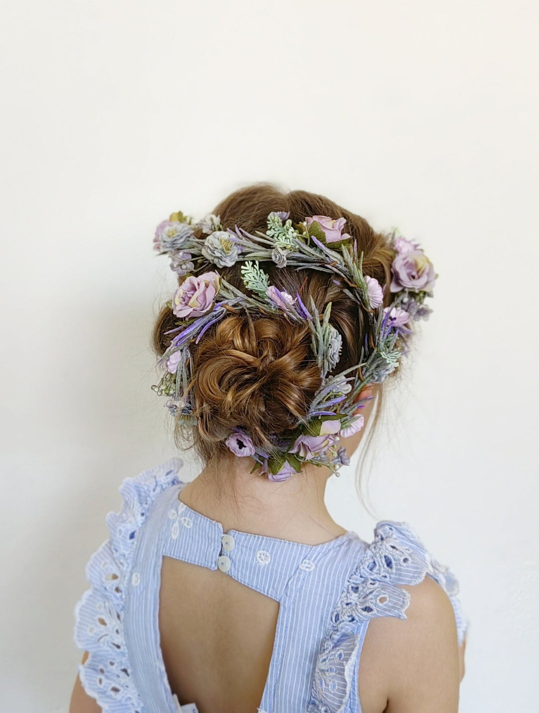 Purple Flower Wedding Garland: Romantic Bridal Hair Accessories – handmade floral hair accessory by magaela