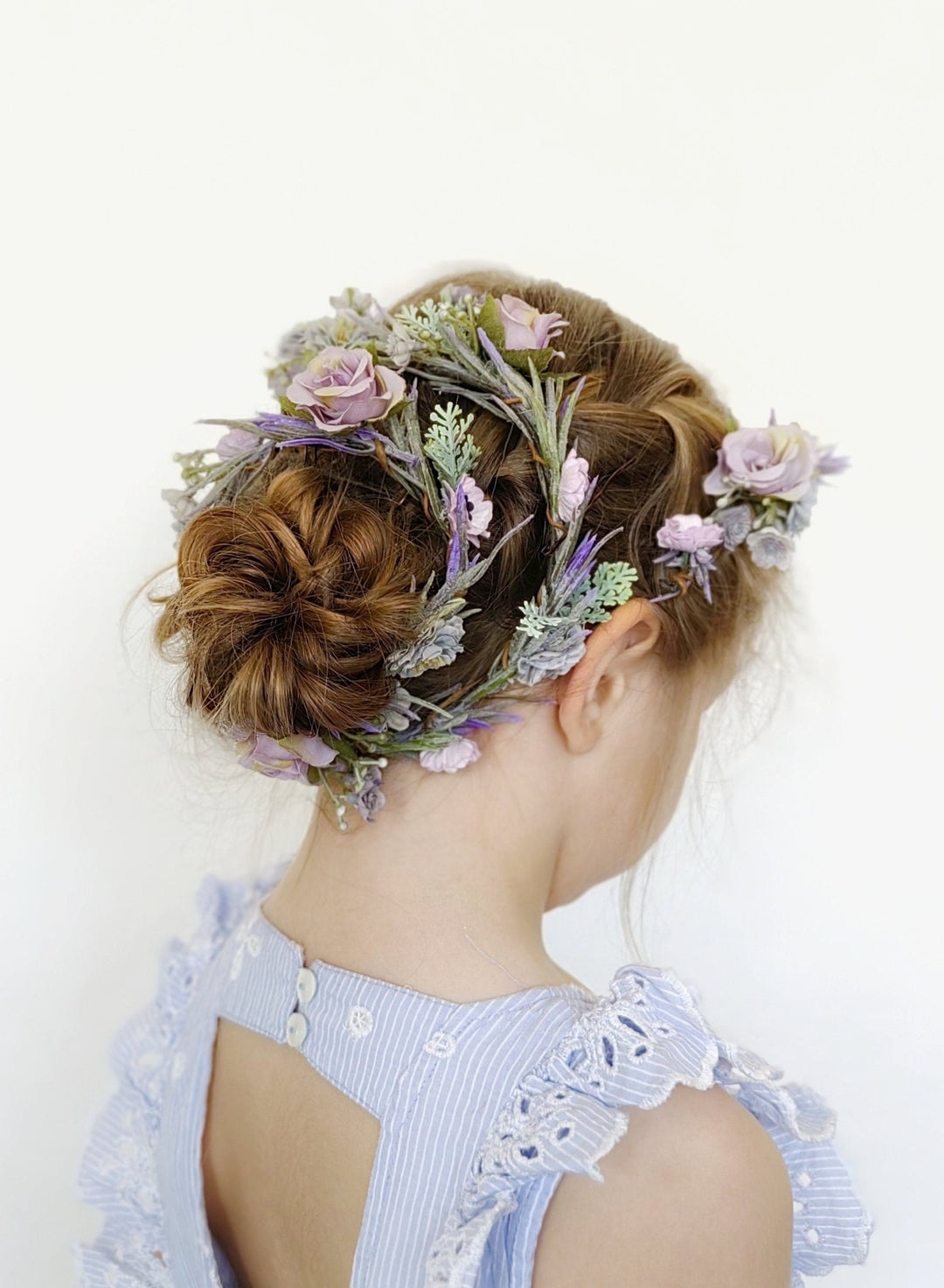 Purple Flower Wedding Garland: Romantic Bridal Hair Accessories – handmade floral hair accessory by magaela