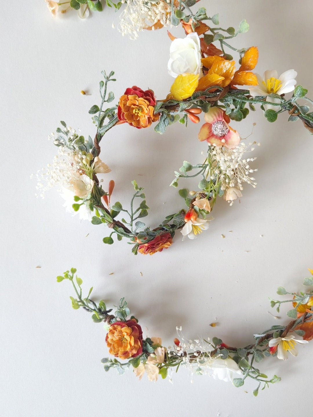 Orange Cream Flower Garland: Terracotta Wedding Bridal Hairpiece – handmade floral hair accessory by magaela