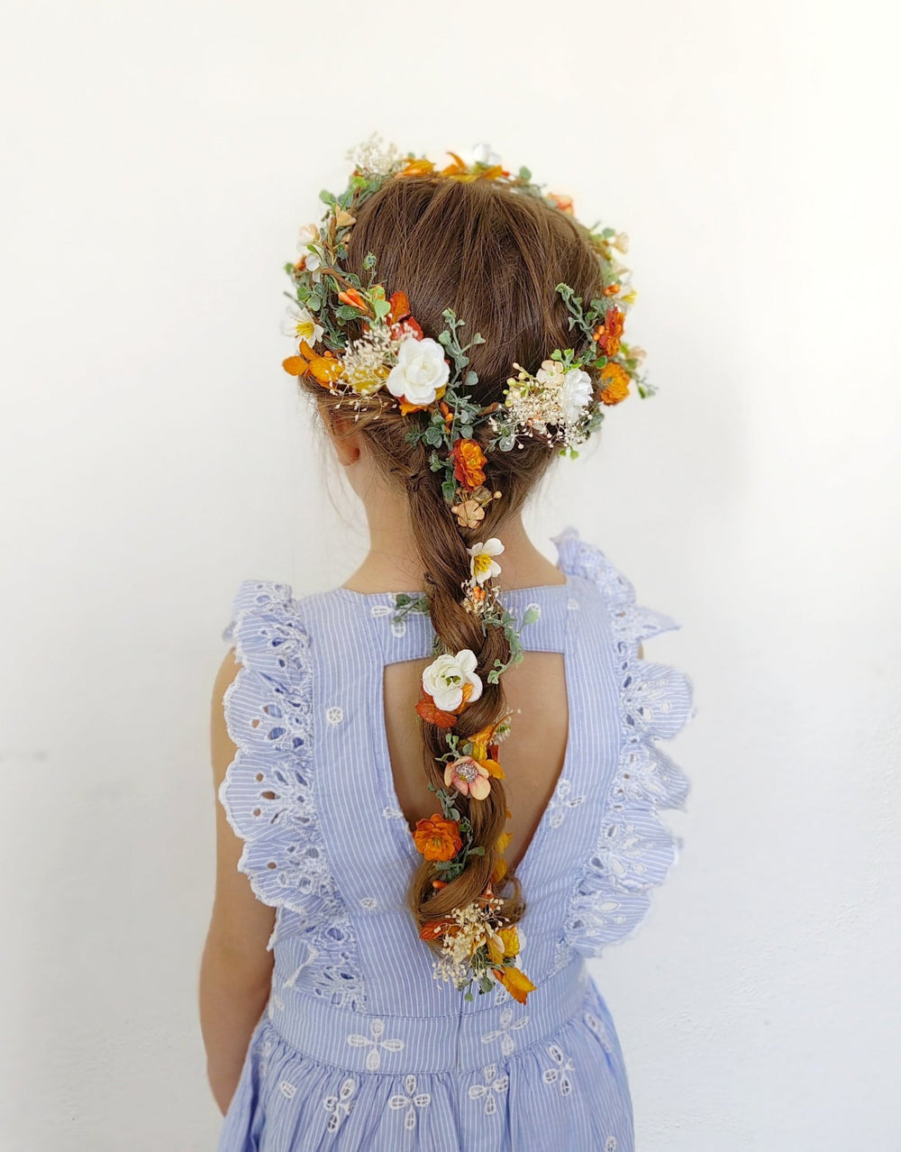 Orange Cream Flower Garland: Terracotta Wedding Bridal Hairpiece – handmade floral hair accessory by magaela