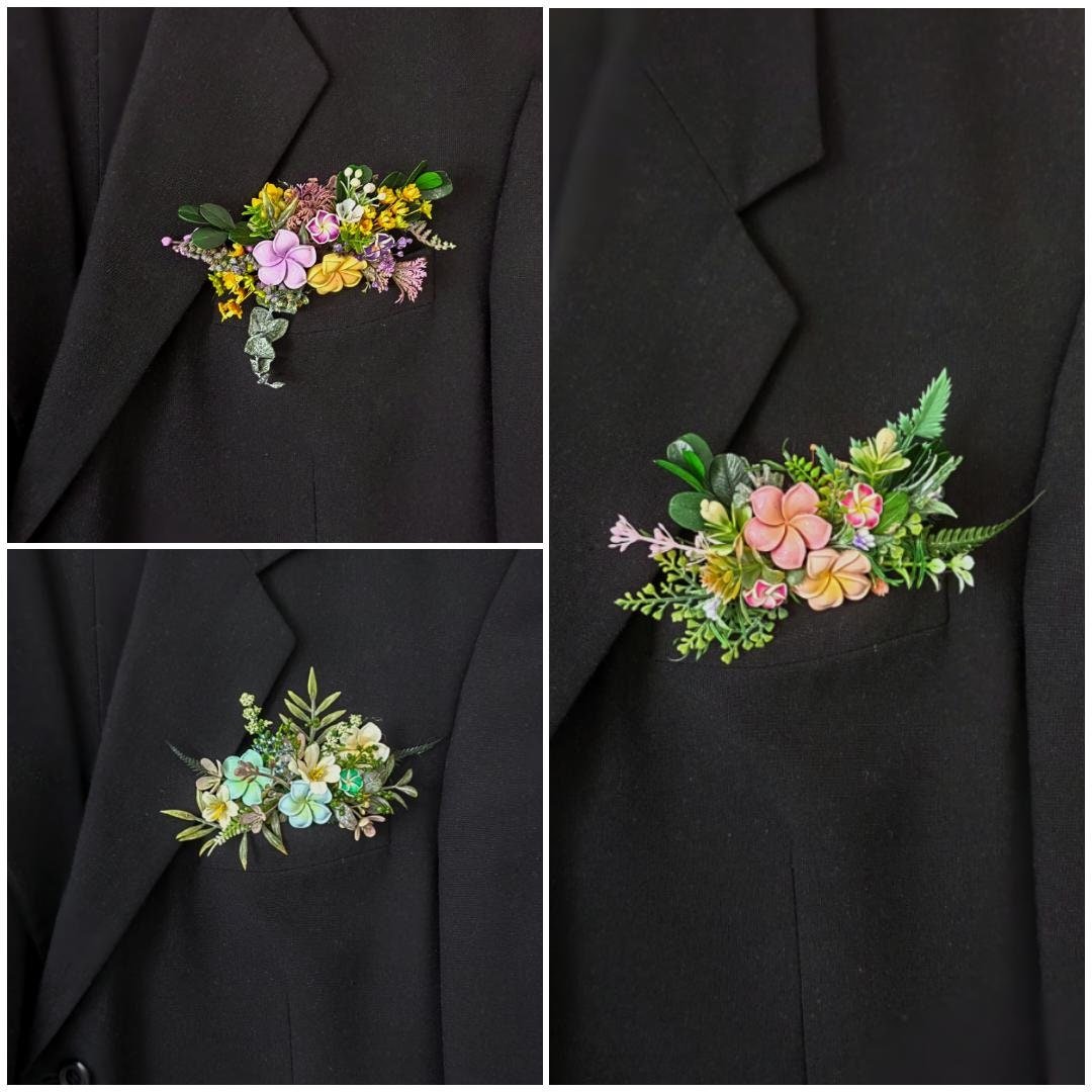 Plumeria Boutonniere: Tropical Wedding Corsage for Groom – handmade floral hair accessory by magaela