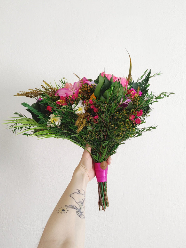 Large Tropical Wedding Bouquet: Orchid & Summer Bridal Flowers – handmade floral hair accessory by magaela