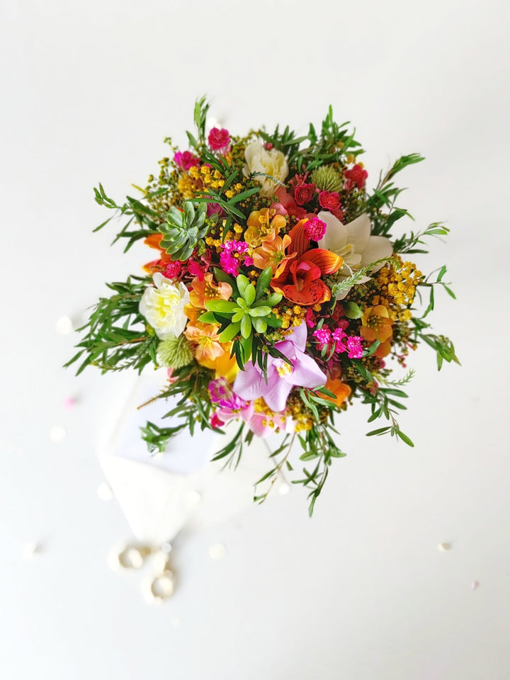 Tropical Bridal Bouquet: Aloha Hawaii Style, Summer Beach Wedding – handmade floral hair accessory by magaela