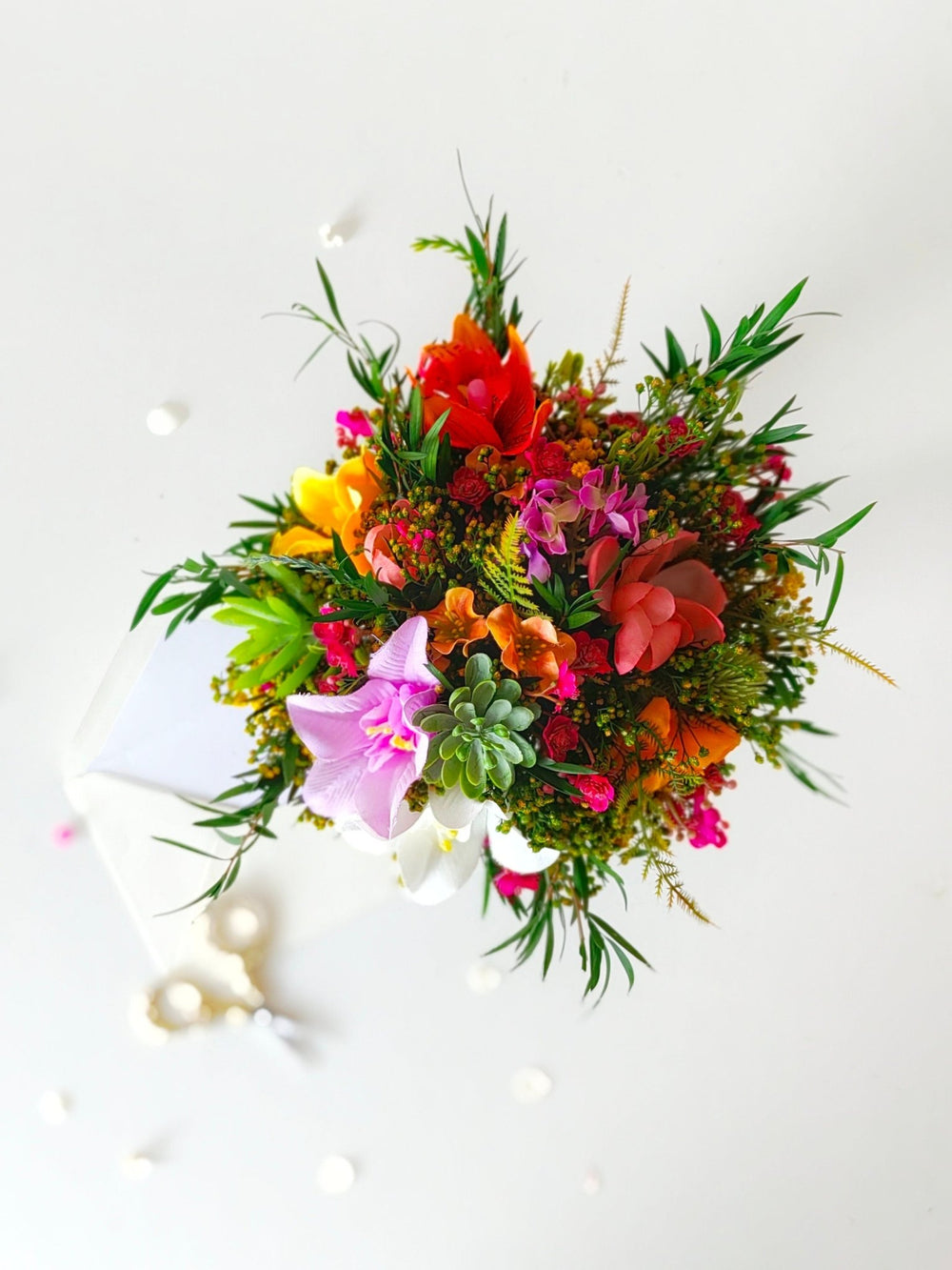 Tropical Bridal Bouquet: Aloha Hawaii Style Succulents, Beach Wedding – handmade floral hair accessory by magaela