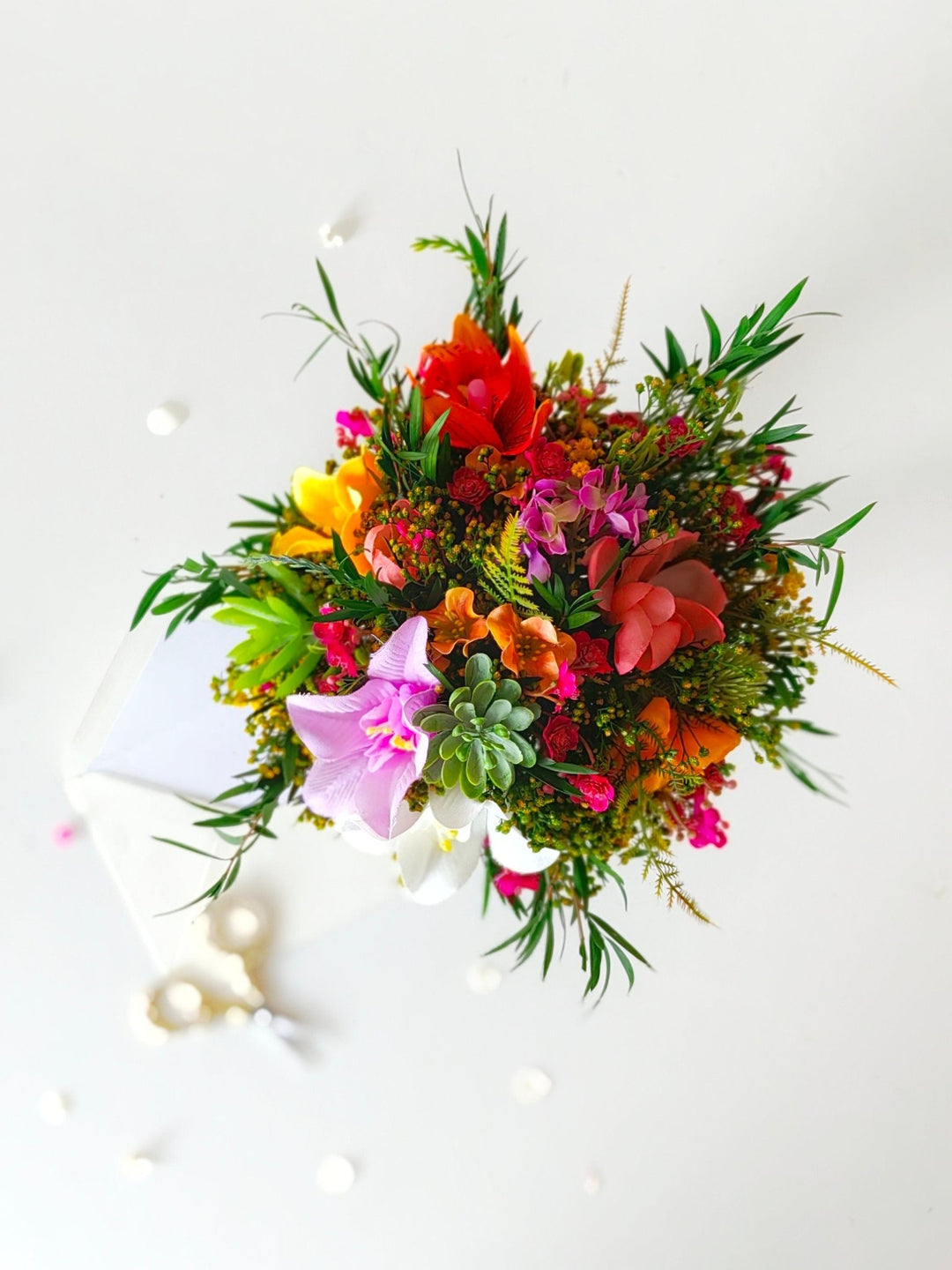 Tropical Bridal Bouquet: Aloha Hawaii Style Succulents, Beach Wedding – handmade floral hair accessory by magaela