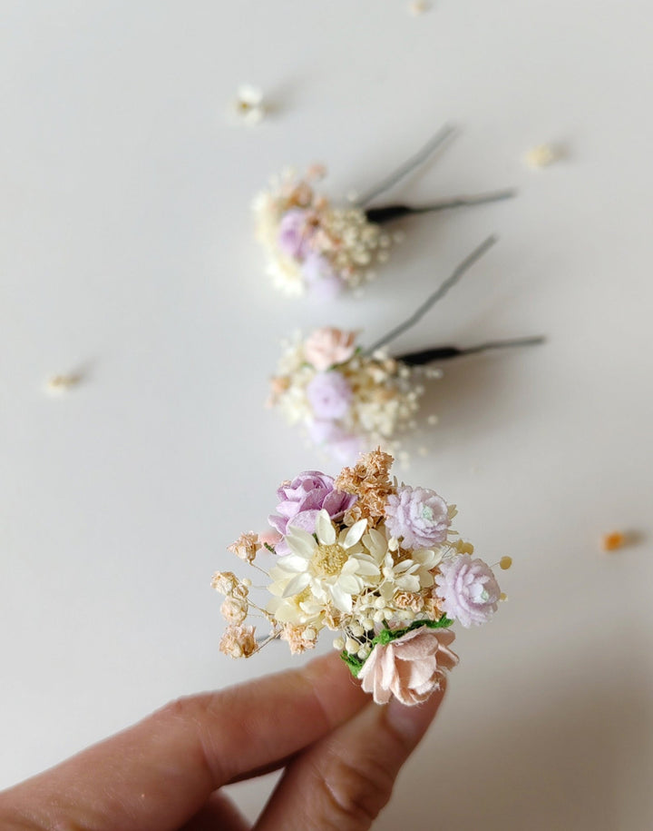 Pastel Flower Hairpins: Romantic Wedding Bridal Hair Accessory – handmade floral hair accessory by magaela
