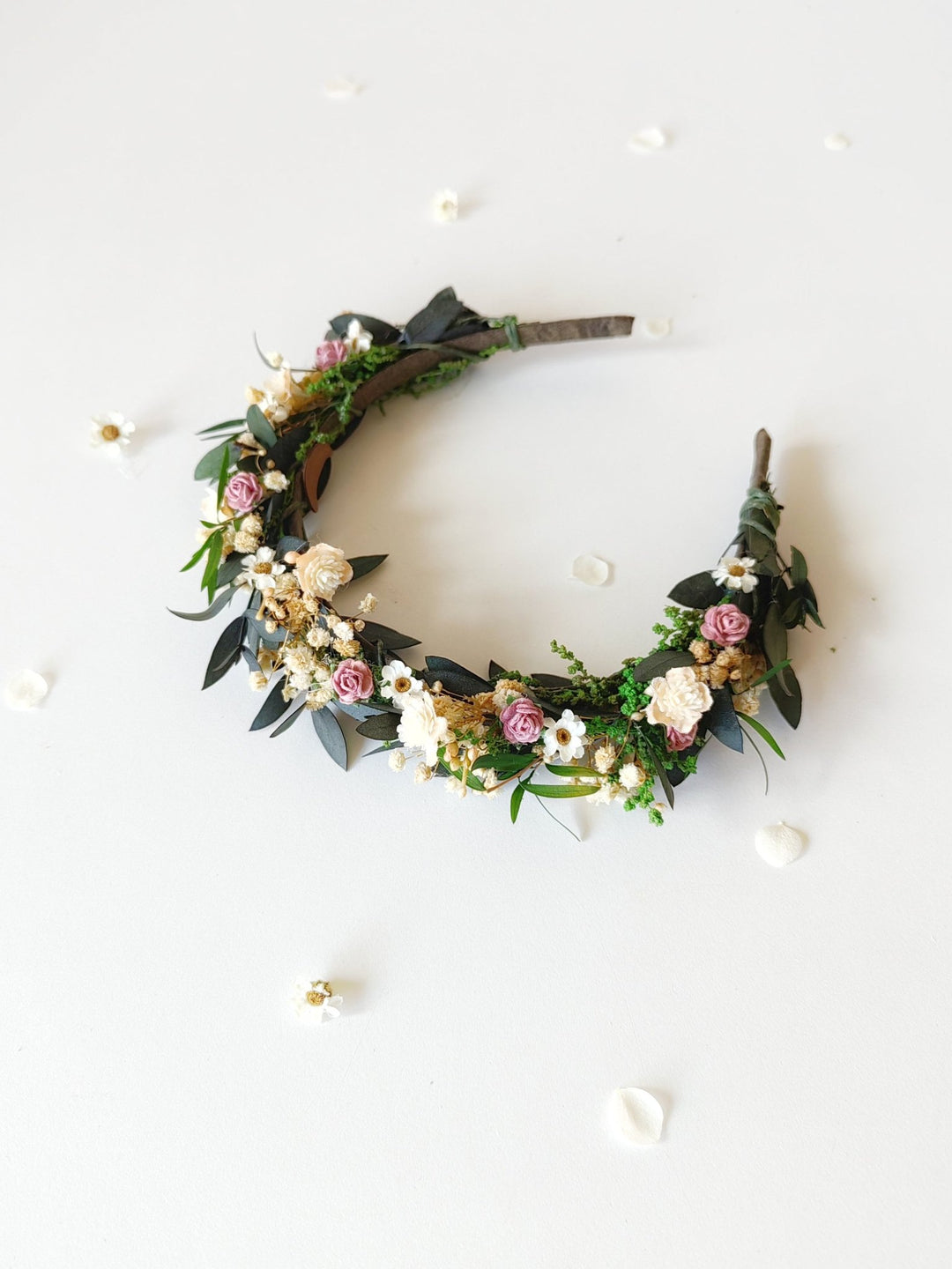 Pink Rose Floral Headband: Romantic Bridal Flower Crown – handmade floral hair accessory by magaela
