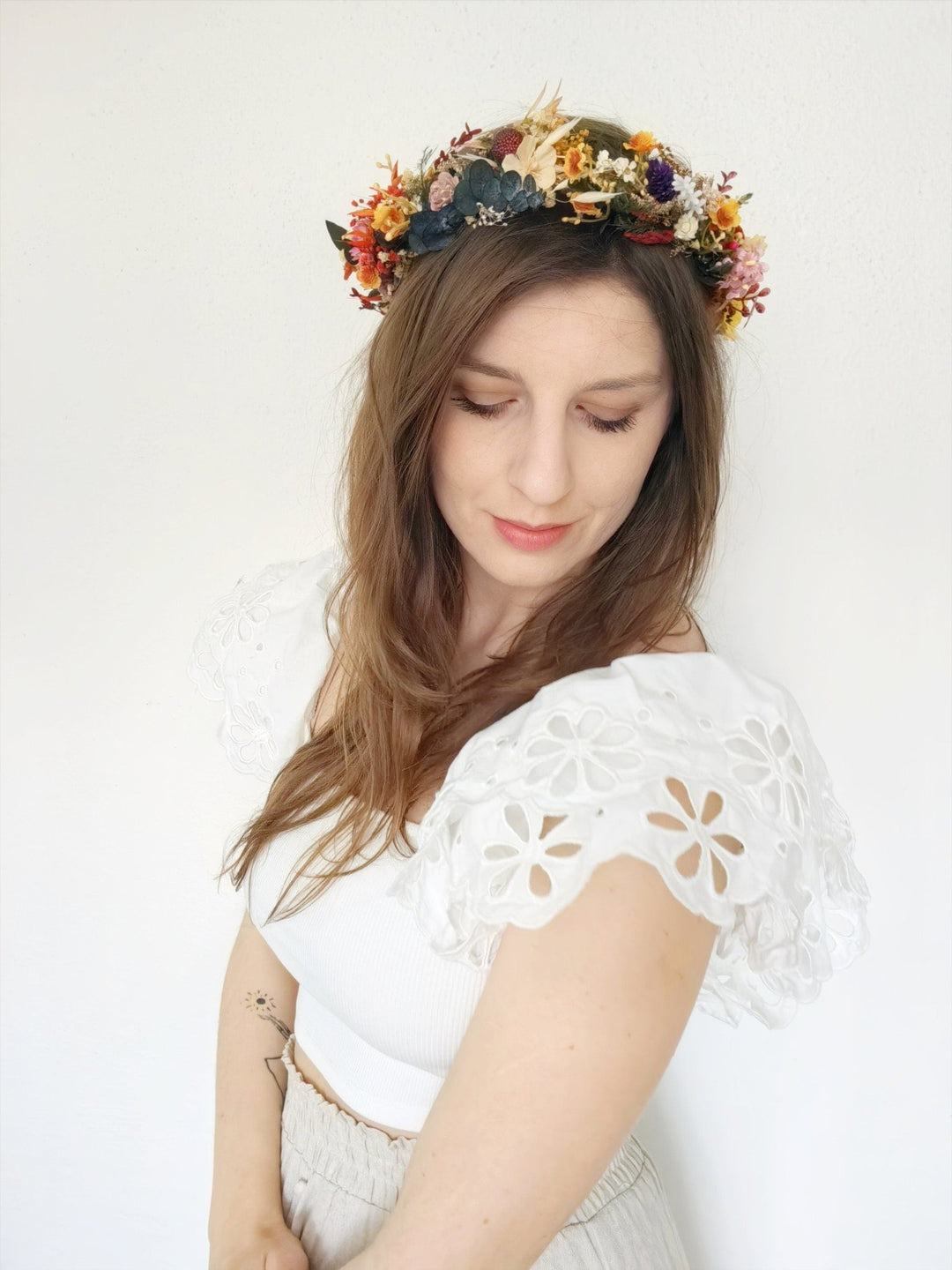 Wildflower Hair Crown: Boho Bridal Wreath, Summer Wedding Accessories – handmade floral hair accessory by magaela