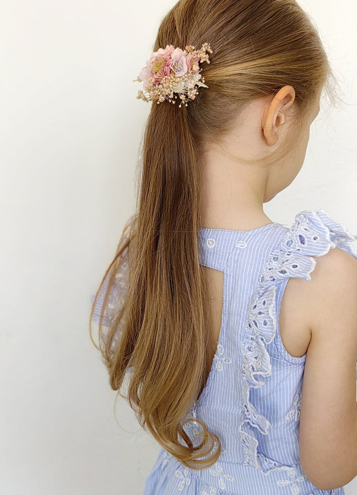 Pale Pink Flower Hair Tie: Romantic Wedding Hair Accessory – handmade floral hair accessory by magaela