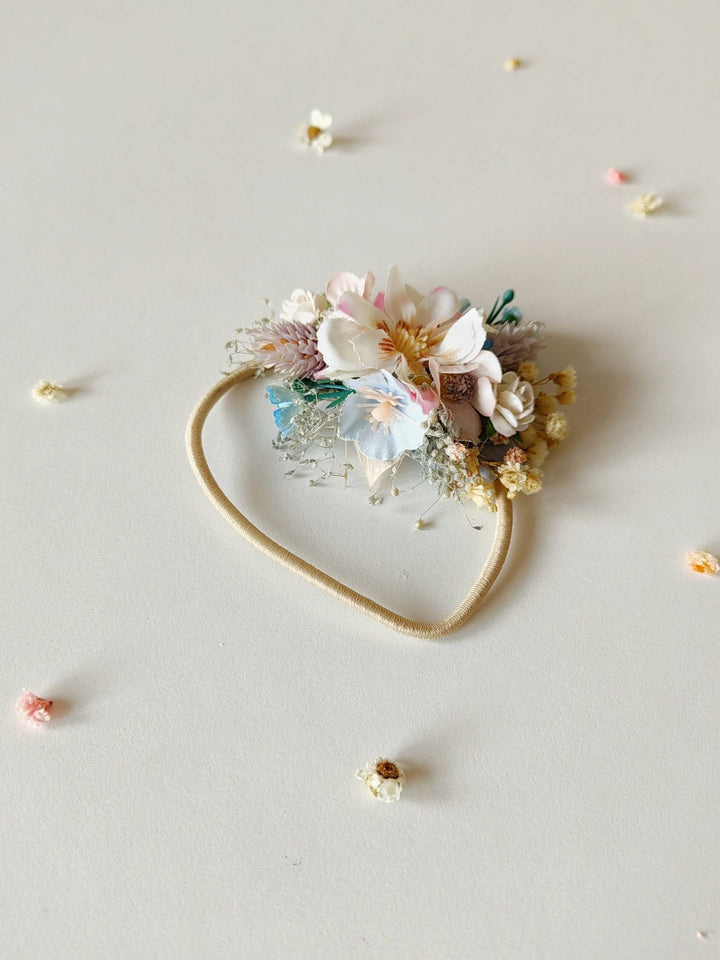 Pastel Flower Hair Tie: Spring Wedding Hair Bobble – handmade floral hair accessory by magaela