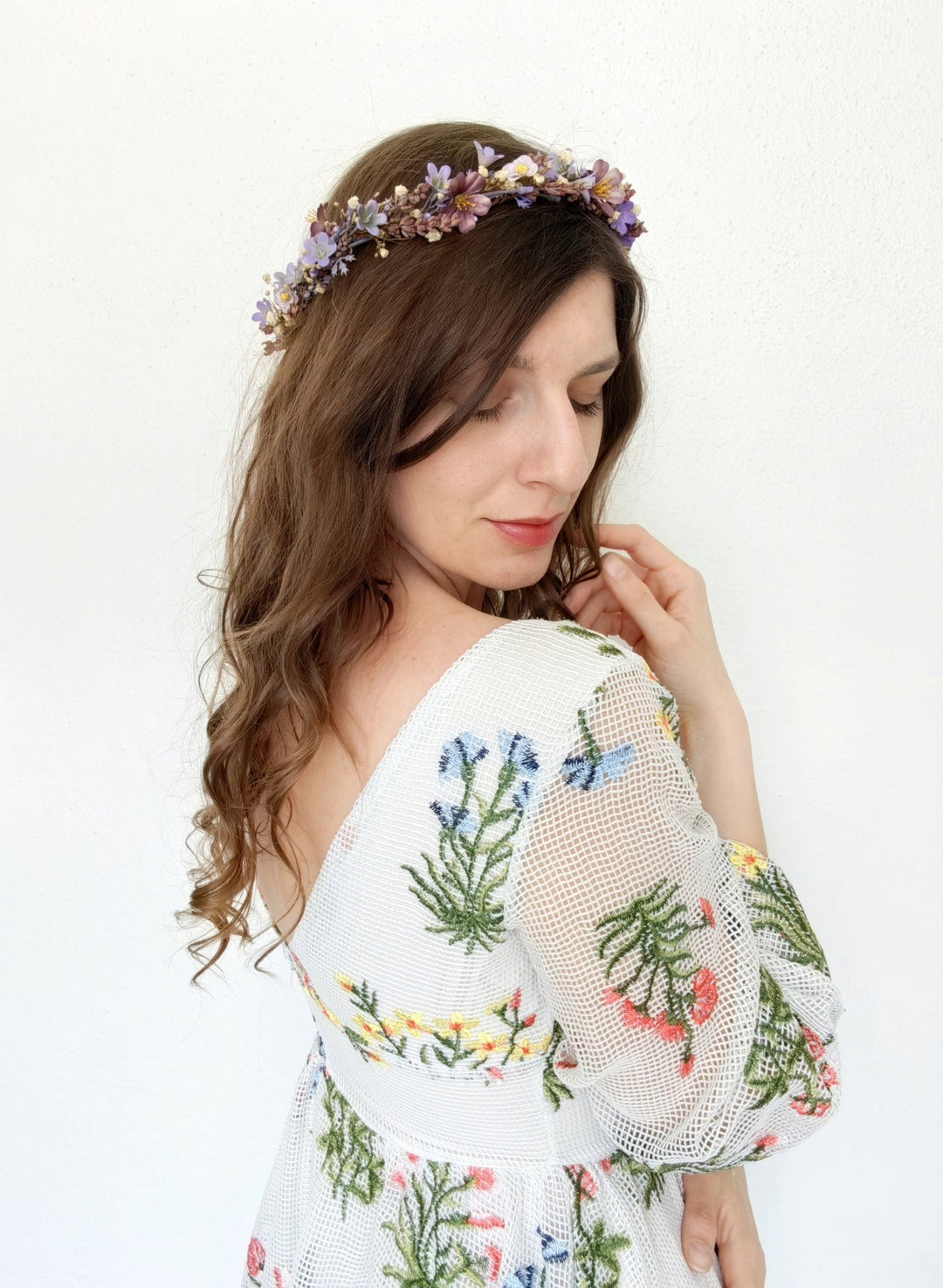 Purple Flower Hair Wreath: Romantic Bridal Headpiece – handmade floral hair accessory by magaela