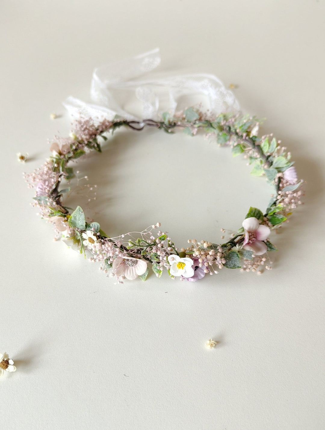 Pastel Flower Hair Crown: Romantic Bridal Headpiece – handmade floral hair accessory by magaela