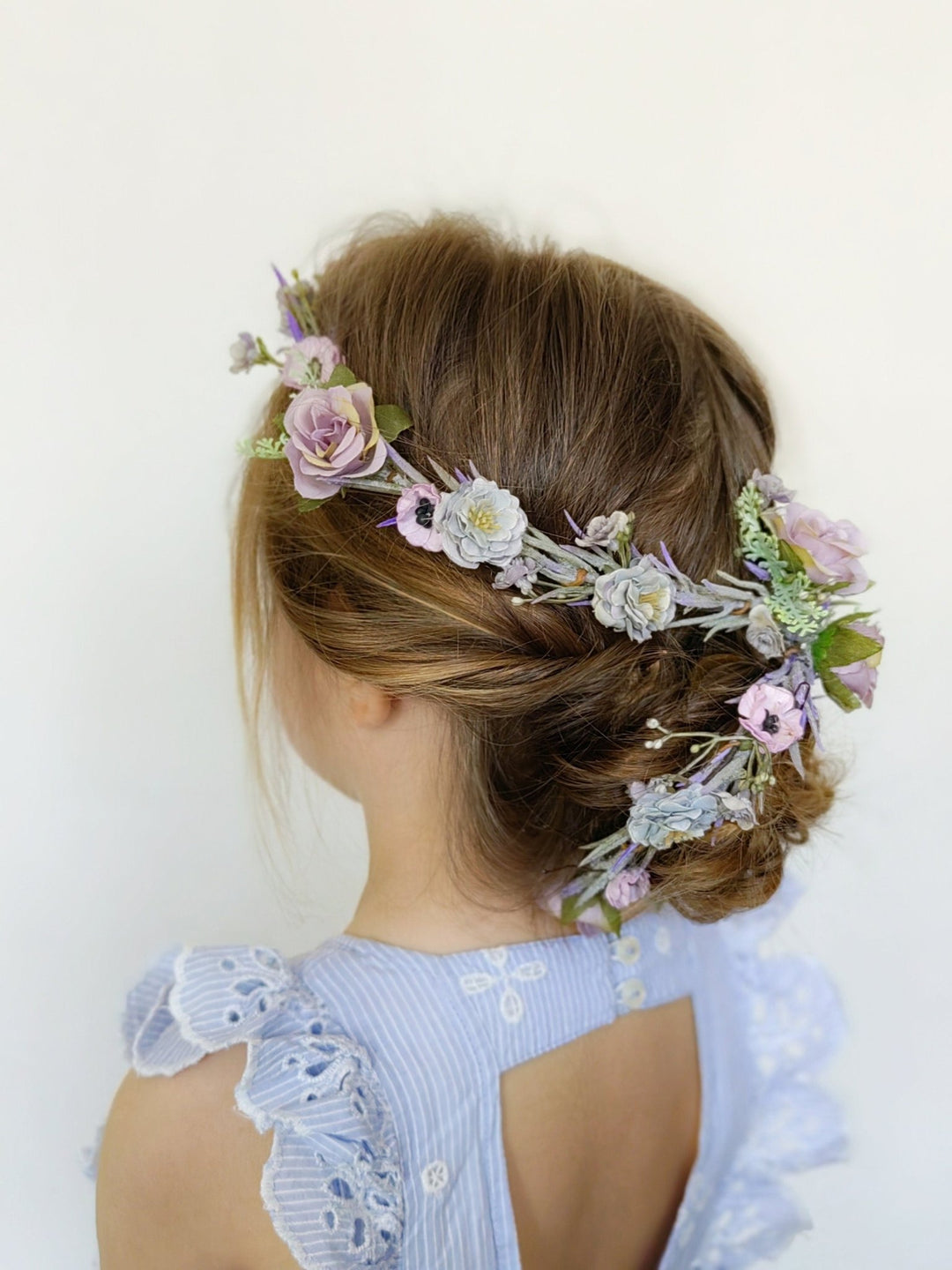 Purple Flower Wedding Garland: Romantic Bridal Hair Accessories – handmade floral hair accessory by magaela
