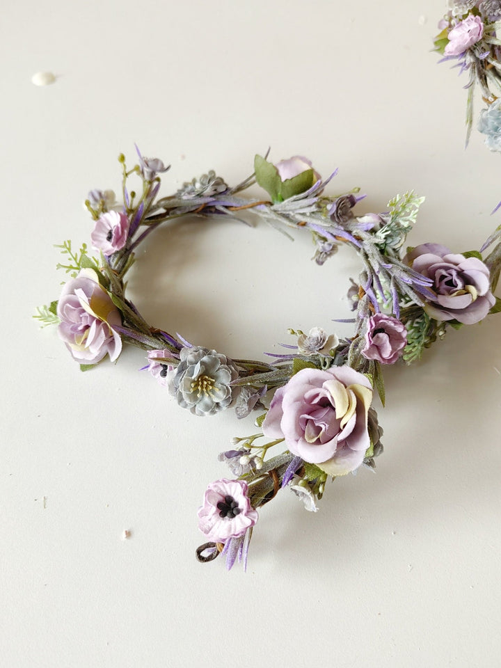 Purple Flower Wedding Garland: Romantic Bridal Hair Accessories – handmade floral hair accessory by magaela