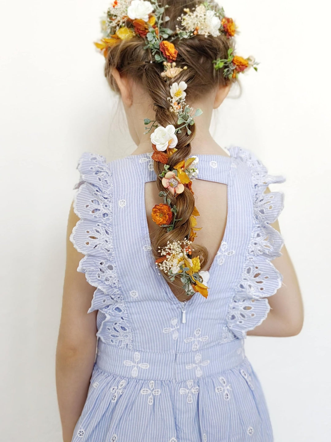 Orange Cream Flower Garland: Terracotta Wedding Bridal Hairpiece – handmade floral hair accessory by magaela