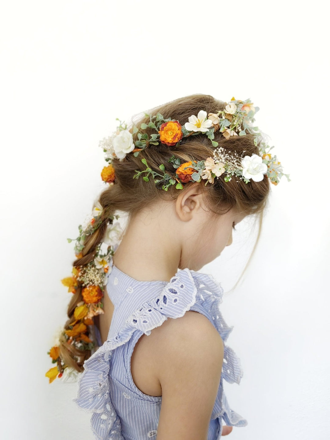 Orange Cream Flower Garland: Terracotta Wedding Bridal Hairpiece – handmade floral hair accessory by magaela