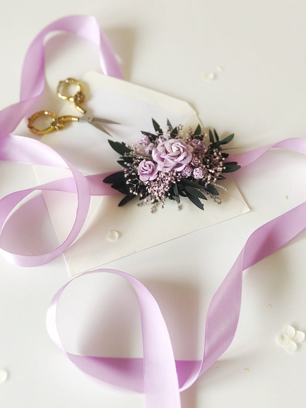 Purple Rose Bridal Belt: Floral Eucalyptus Wedding Dress Sash – handmade floral hair accessory by magaela