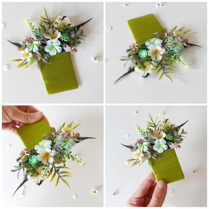 Plumeria Boutonniere: Tropical Wedding Corsage for Groom – handmade floral hair accessory by magaela